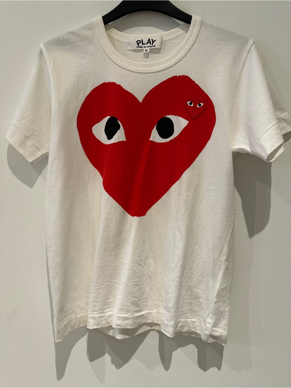 Comme des Garçons PLAY White Tee with Red Heart Motif
